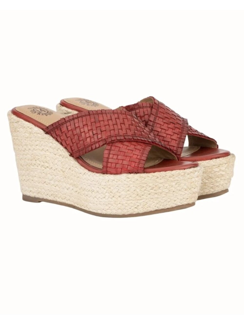 Vintage Foundry Lorie Espadrille Wedge Sandal leather Red Size 8 New in Box